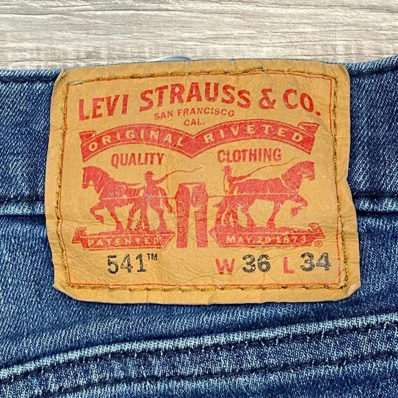 Levis 541 Jeans Mens 36x34 (36x32) Blue Straight Relaxed Fit Blue Dad Levi's - Picture 14 of 14